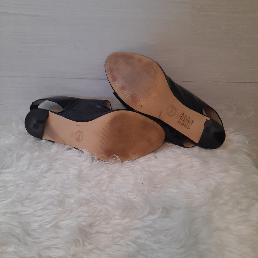 Michael Kors black patent leather slingback sandals sz 10M - Picture 4 of 9